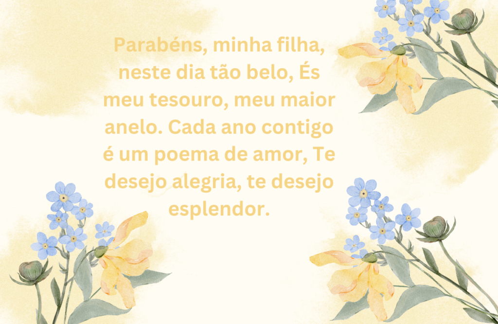 Mensagem de Aniversário de Poesia Para Filha