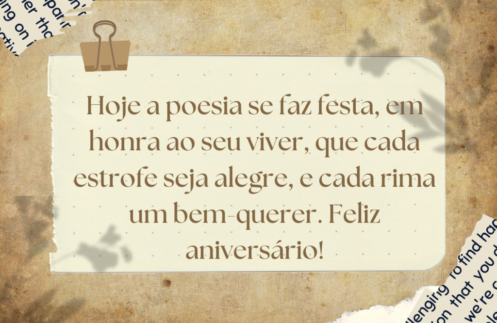 Mensagem de aniversário de poesia para primo