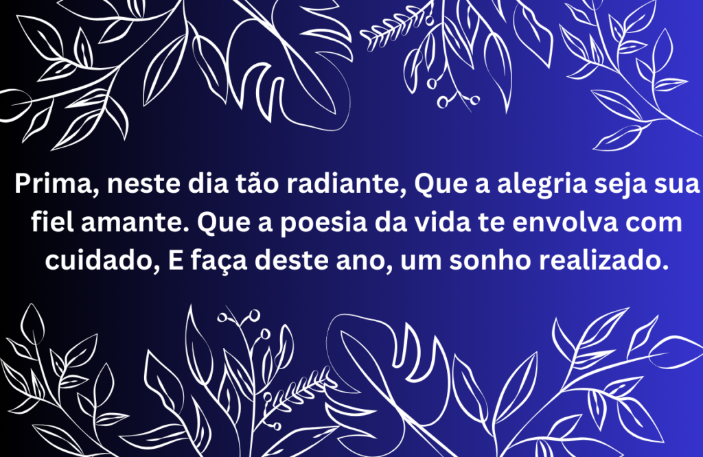 Mensagem de Aniversário de Poesia Para Prima